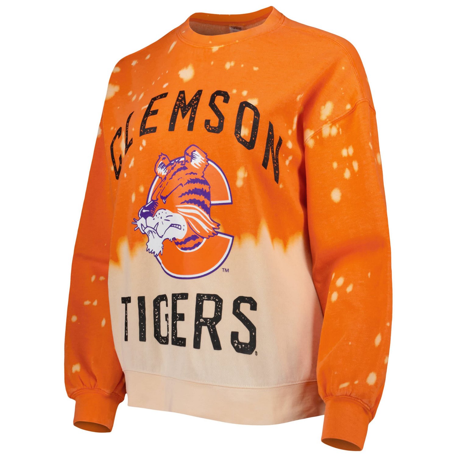 Gameday Couture Clemson Tigers Twice As Nice Faded Dip-Dye Pullover Long Sleeve Top