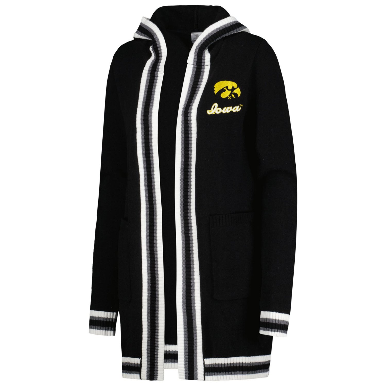 売れ筋商品|||ゲームデイ ニット&セーター アウター レディース Women's Black Iowa Hawkeyes One More Round Tri-Blend Striped Hooded Cardigan Sweater Black womens-gameday-couture-black-