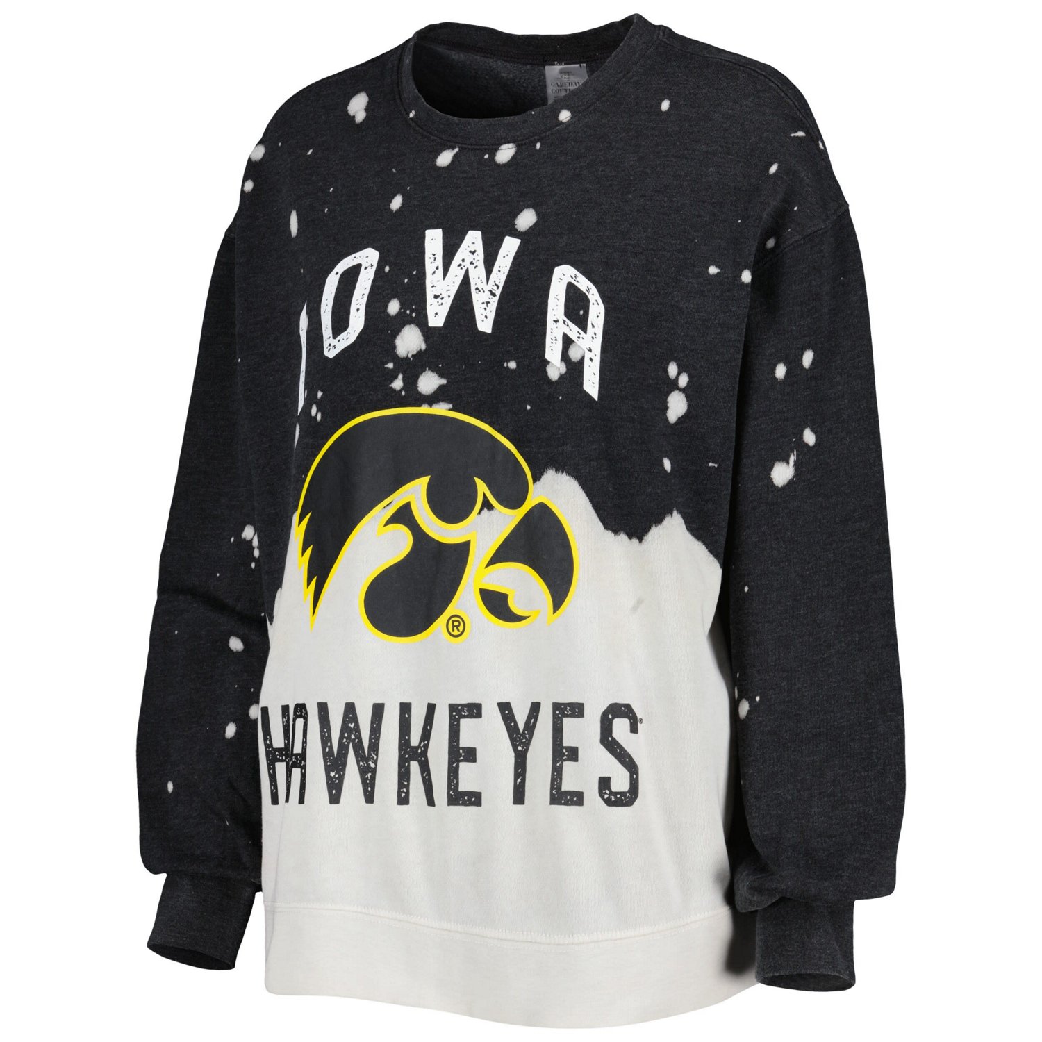 Gameday Couture Iowa Hawkeyes Twice As Nice Faded Dip-Dye Pullover Long Sleeve Top