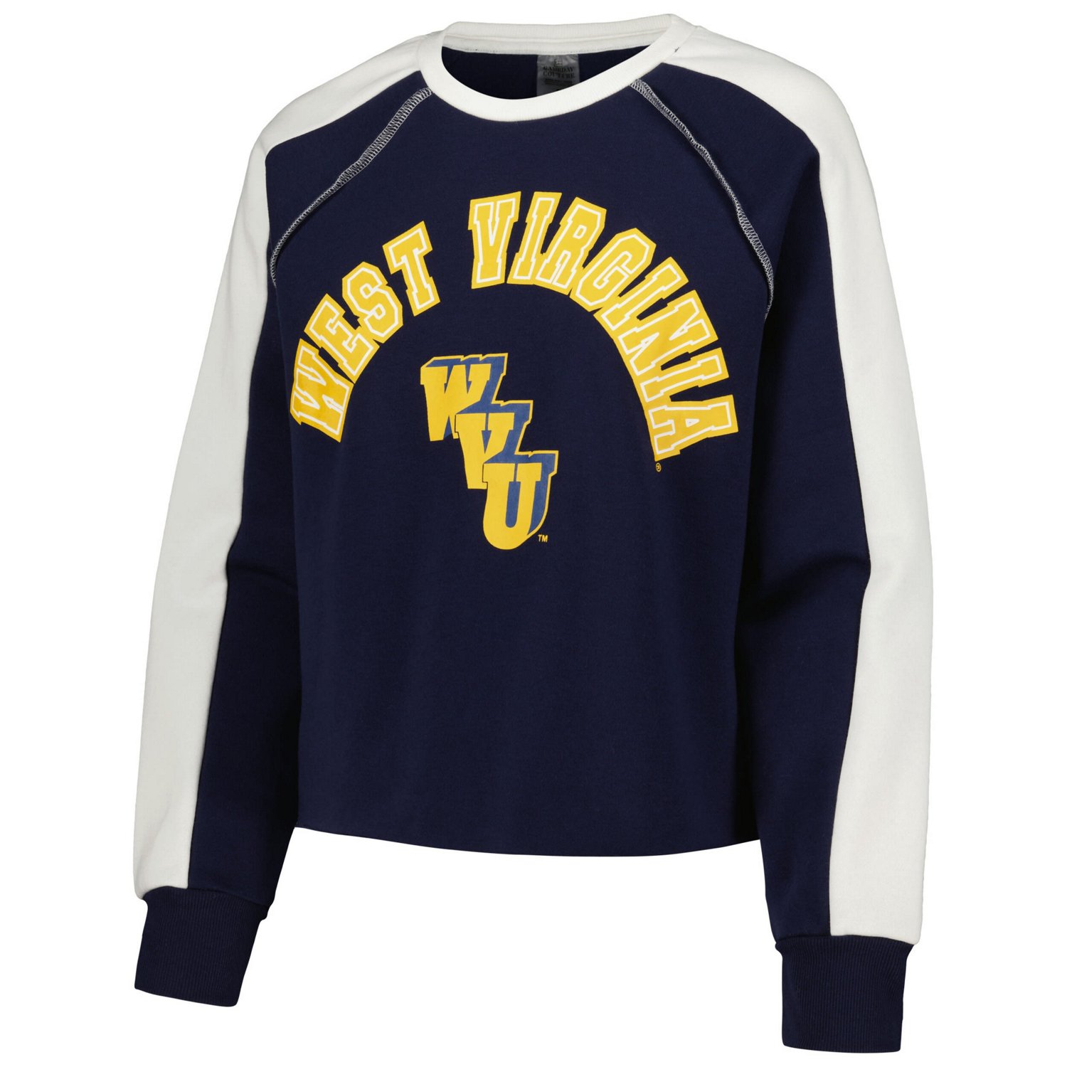 Gameday Couture West Virginia Mountaineers Blindside Raglan Cropped Pullover Sweatshirt - view number 2
