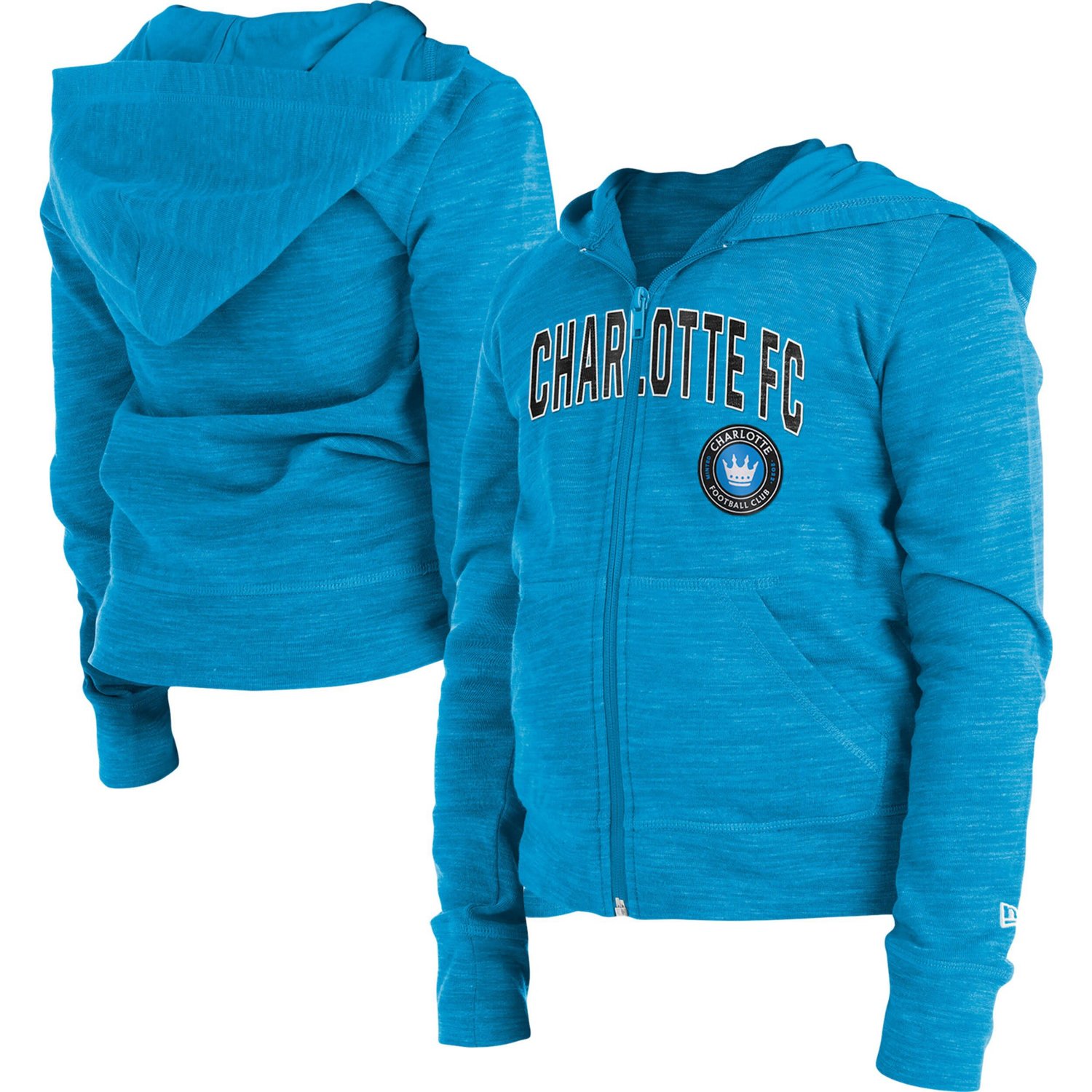 Girls Youth New Era Charlotte FC Space-Dye Full-Zip Hoodie
