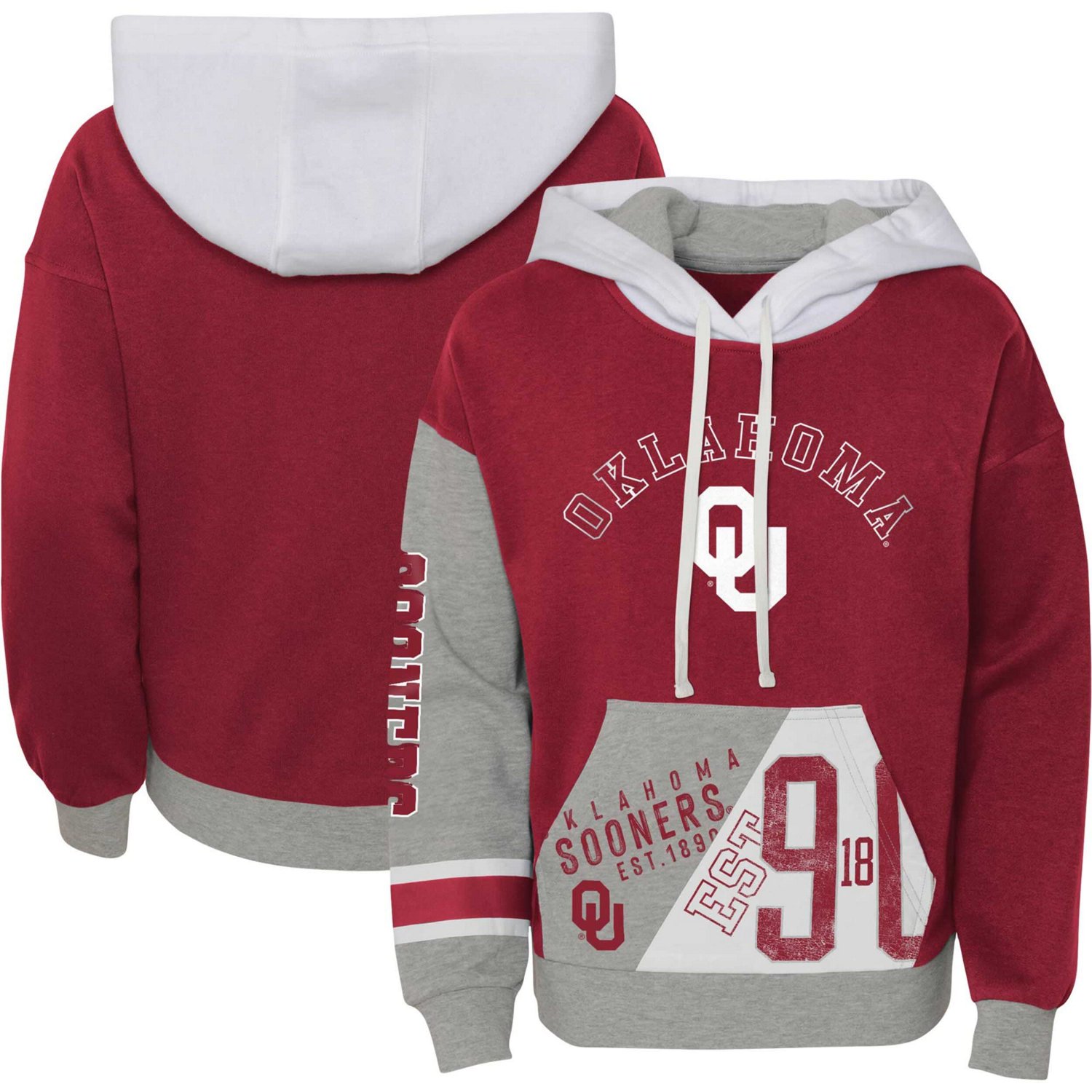 Girls Youth Oklahoma Sooners True Fan Soft Fleece Pullover Hoodie                                                                - view number 1