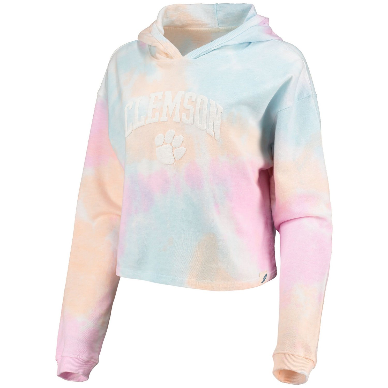 League Collegiate Wear /White Clemson Tigers Tie-Dye Cropped Pullover Hoodie - view number 2