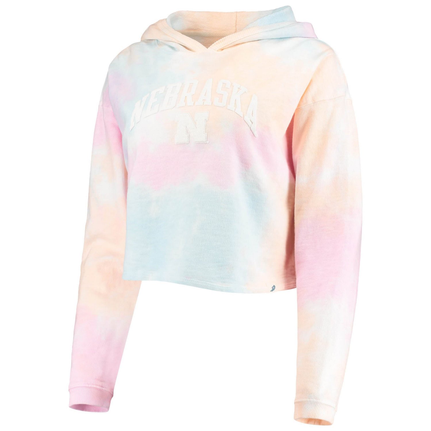League Collegiate Wear /White Nebraska Huskers Tie-Dye Cropped Pullover Hoodie - view number 2