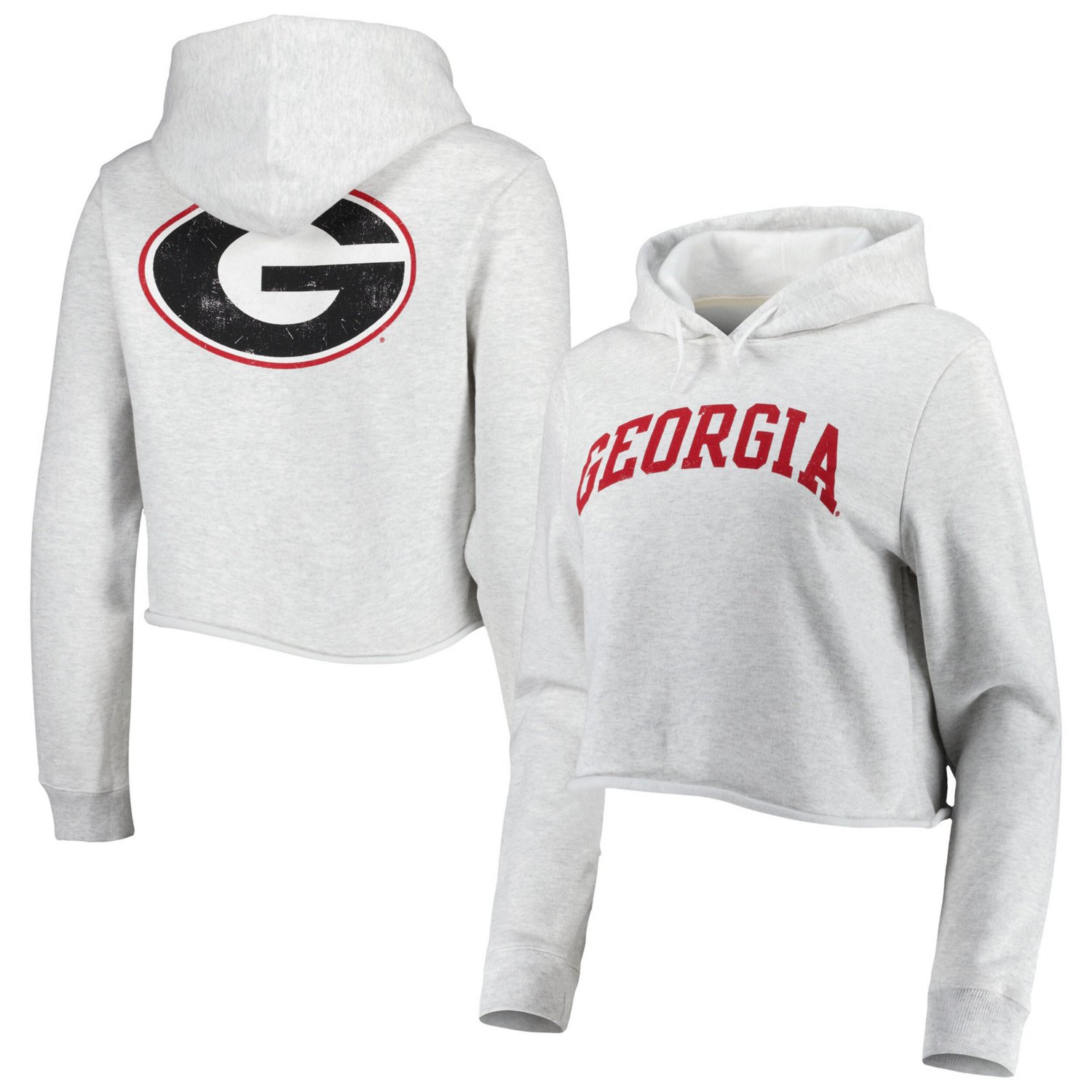 League Collegiate Wear Georgia Bulldogs 2-Hit 1636 Cropped Pullover Hoodie - view number 1