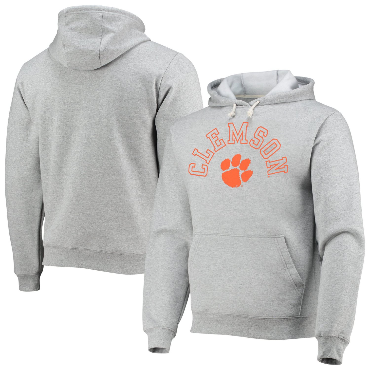 League Collegiate Wear Heathered Gray Clemson Tigers Seal Neuvo Essential Fleece Pullover Hoodie - view number 1