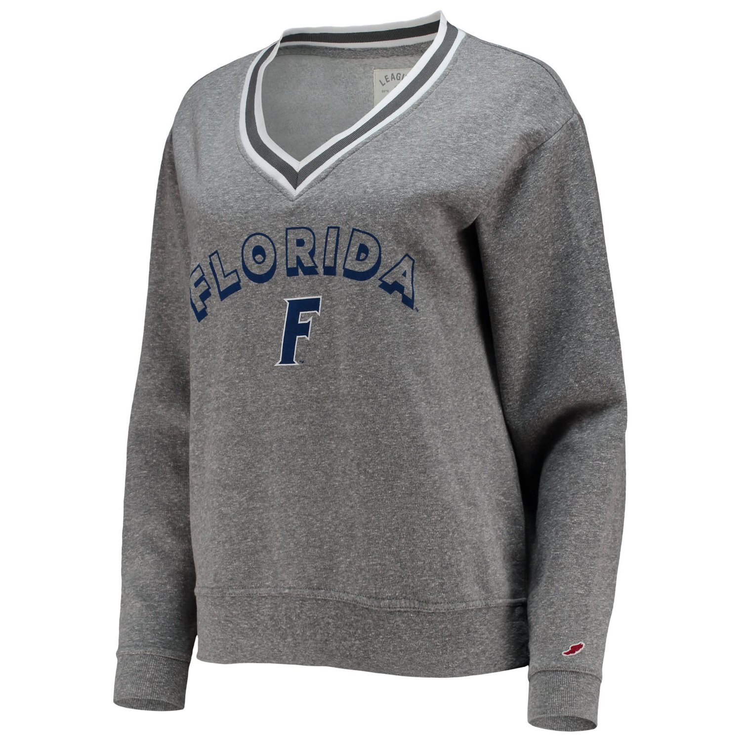 League Collegiate Wear Heathered Gray Florida Gators Victory Springs Tri-Blend V-Neck Pullover Sweatshirt - view number 2