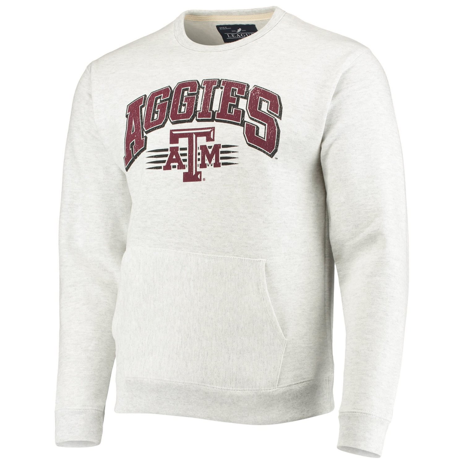 League Collegiate Wear Heathered Gray Texas AM Aggies Upperclassman Pocket Pullover Sweatshirt