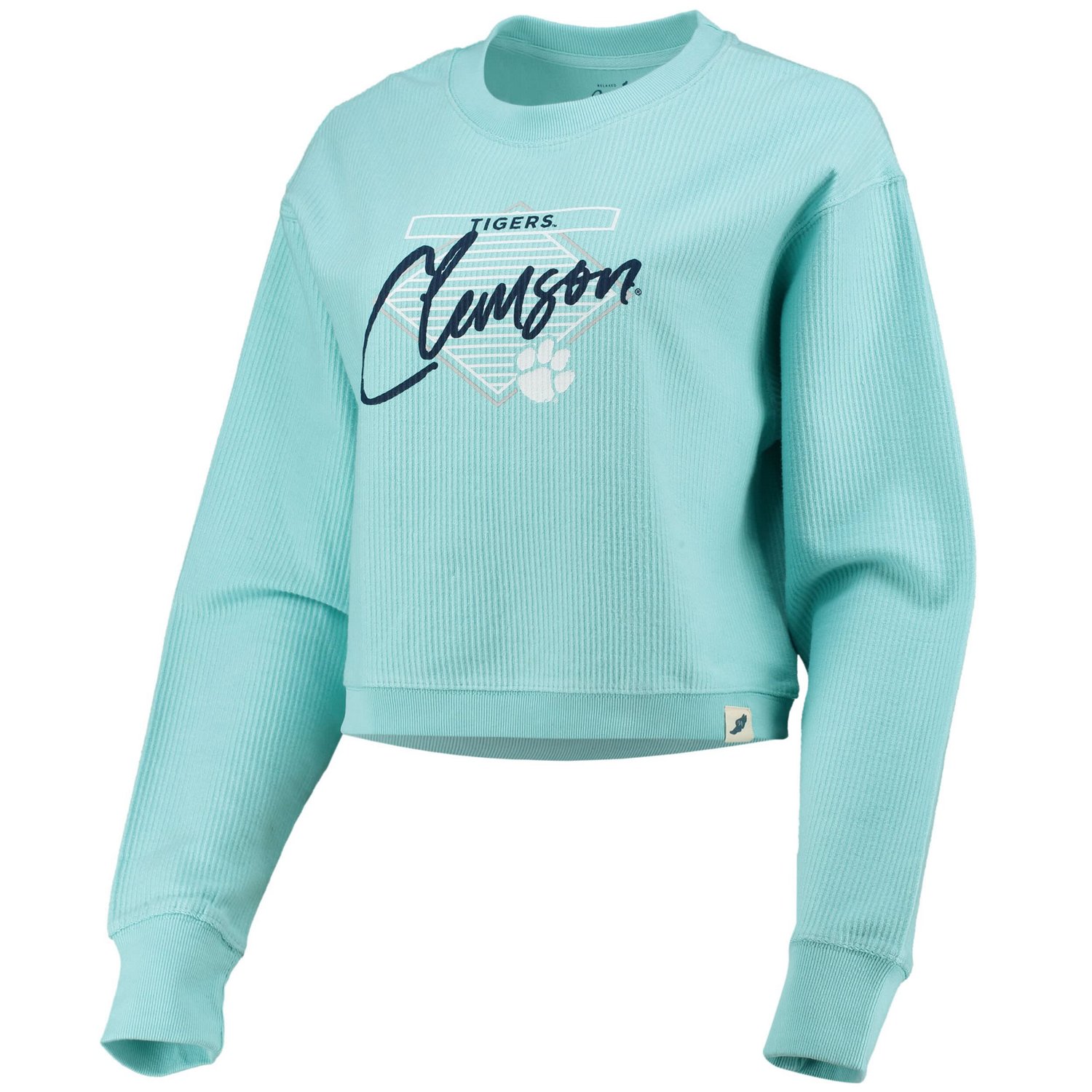 League Collegiate Wear Light Clemson Tigers Corded Timber Cropped Pullover Sweatshirt Academy