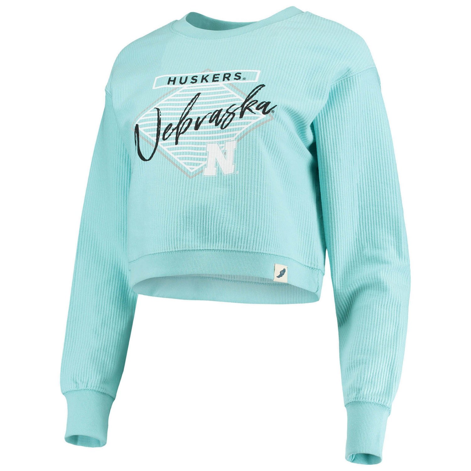 League Collegiate Wear Light Nebraska Huskers Corded Timber Crop Pullover Sweatshirt - view number 2