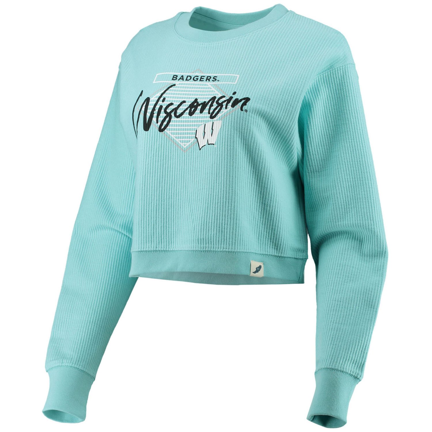 League Collegiate Wear Light Wisconsin Badgers Corded Timber Crop Pullover Sweatshirt - view number 2