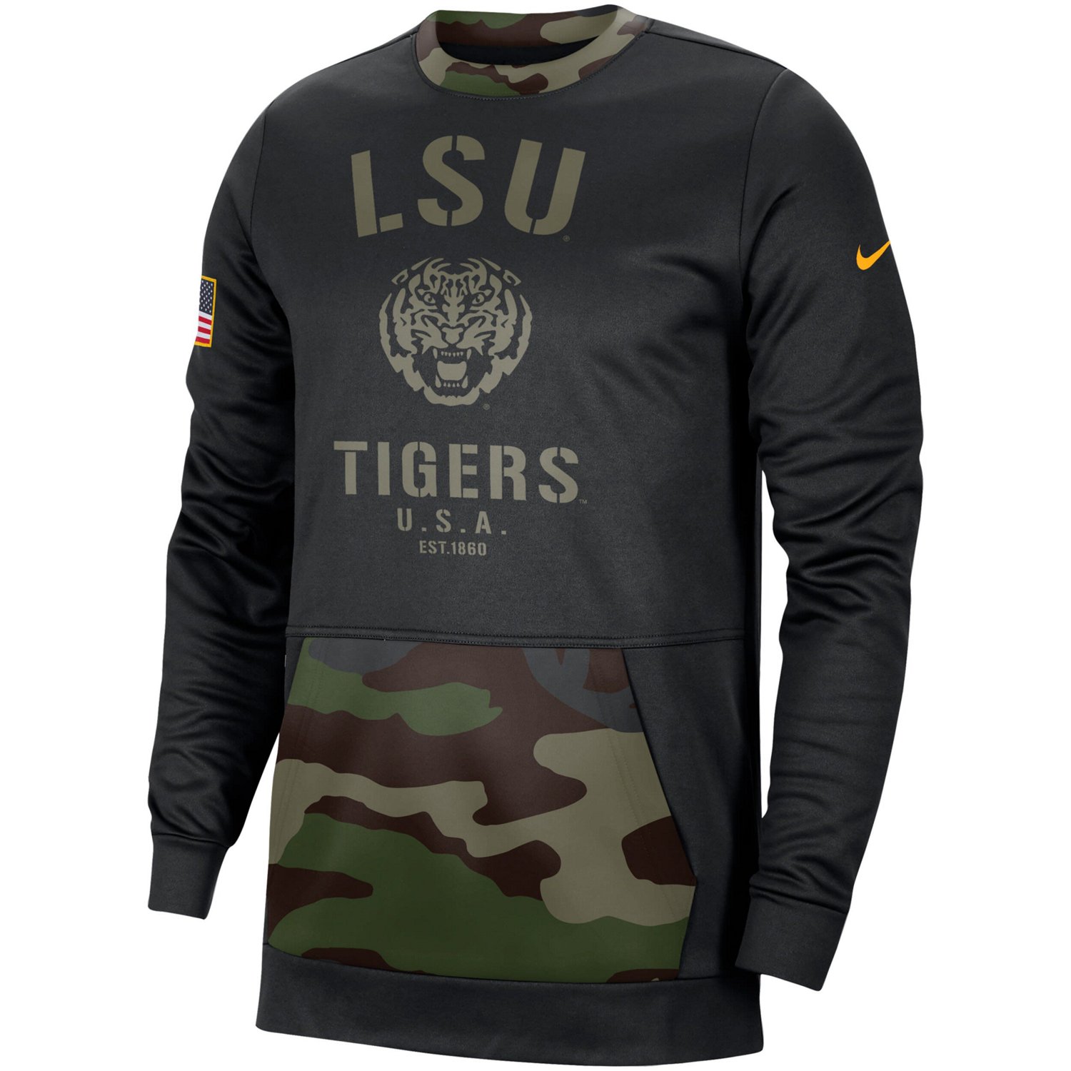 Nike /Camo LSU Tigers Military Appreciation Performance Pullover Sweatshirt - view number 2