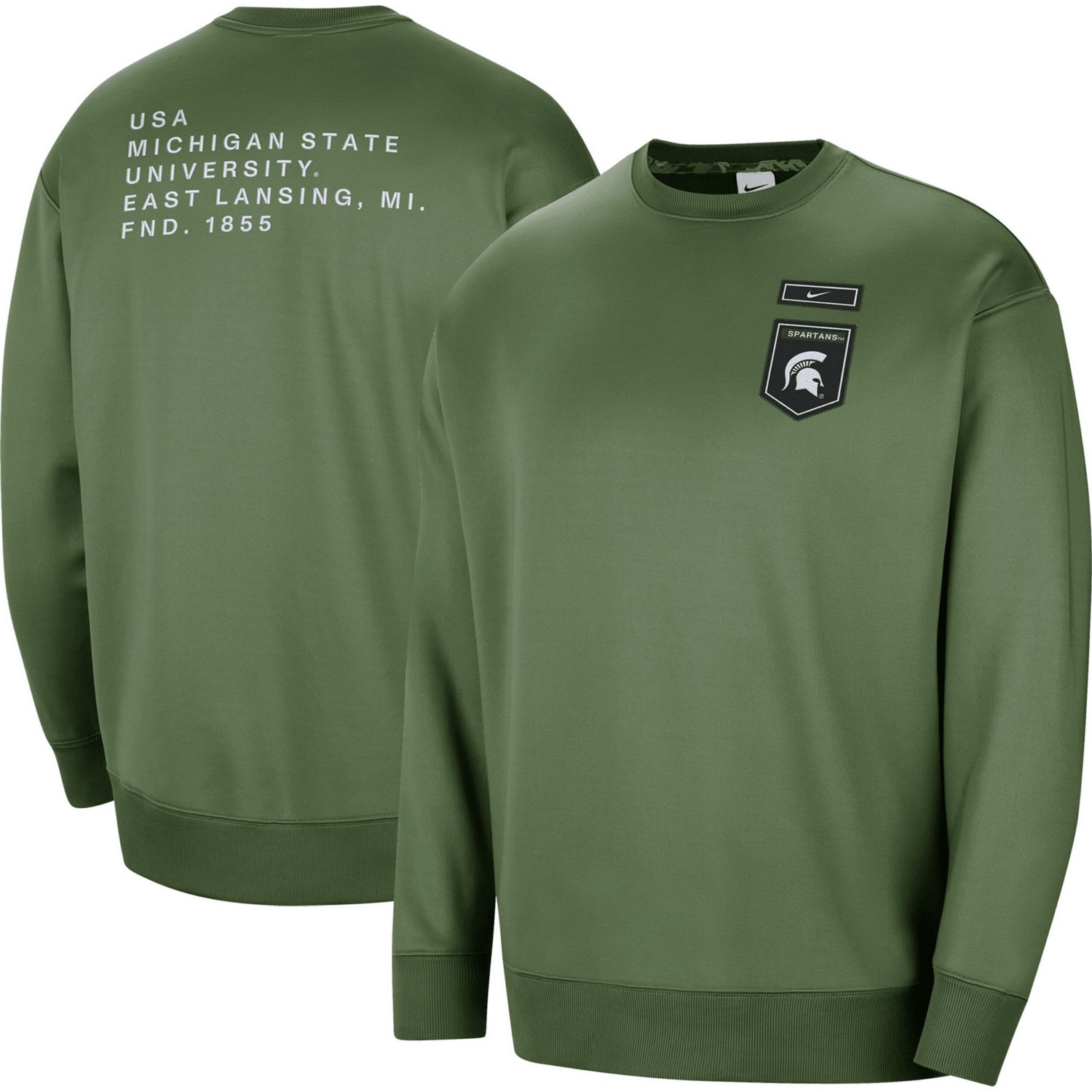 Nike Michigan State Spartans Military Collection All-Time Performance Crew Pullover Sweatshirt