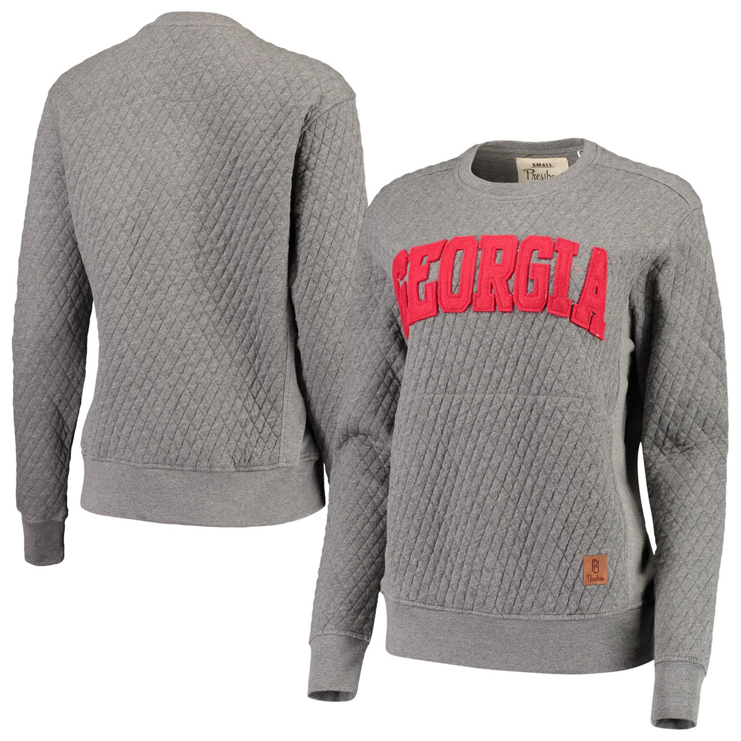 Pressbox Heather Charcoal Georgia Bulldogs Moose Quilted Pullover Sweatshirt Academy