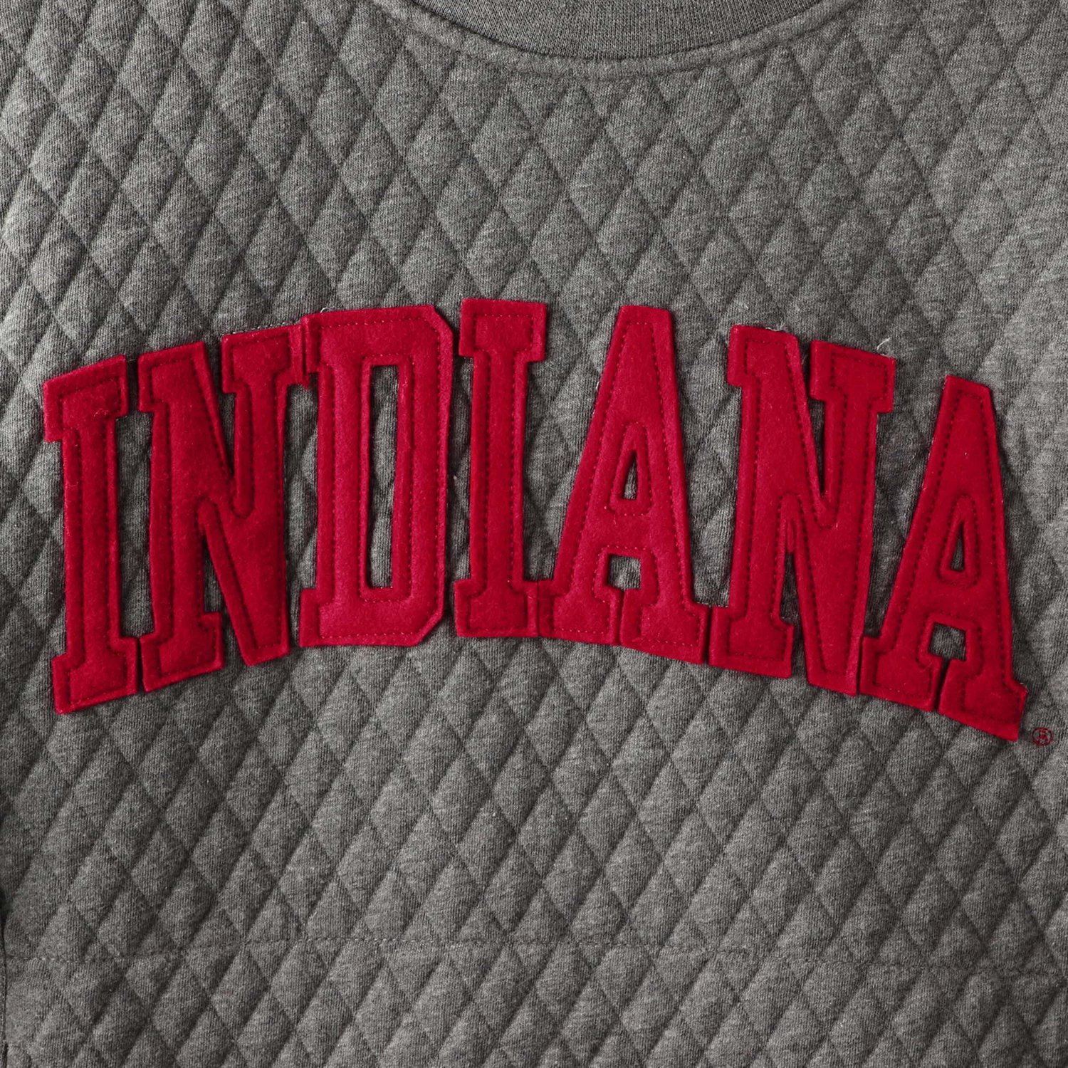 Pressbox Heather Charcoal Indiana Hoosiers Moose Quilted Pullover Sweatshirt