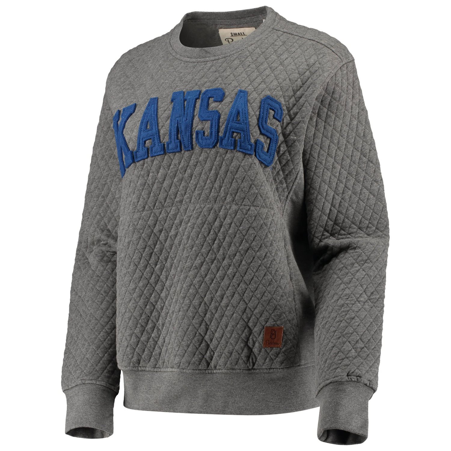 Pressbox Heather Charcoal Kansas Jayhawks Moose Quilted Pullover Sweatshirt