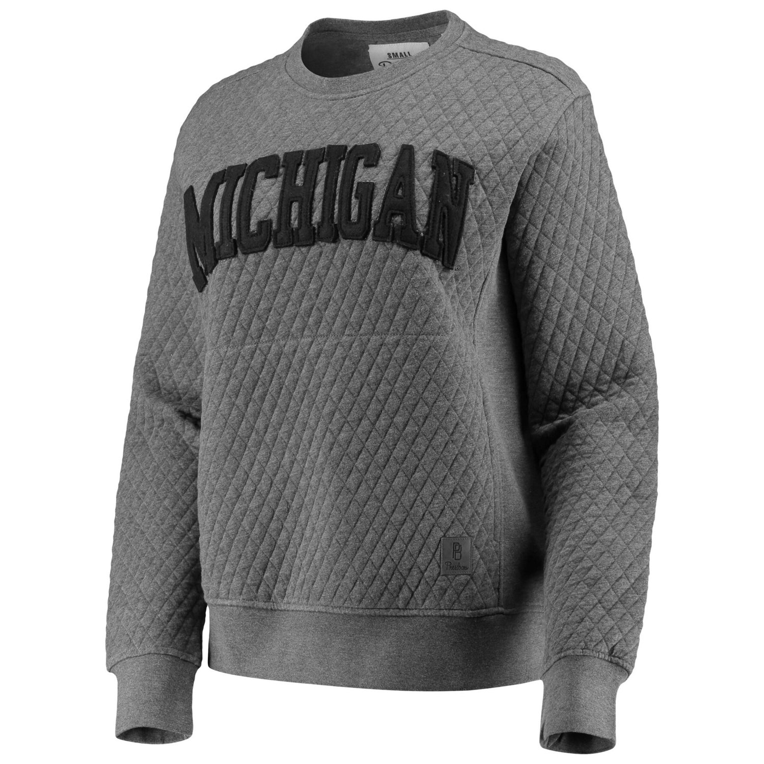 Pressbox Heather Charcoal Michigan Wolverines Moose Quilted Pullover Sweatshirt