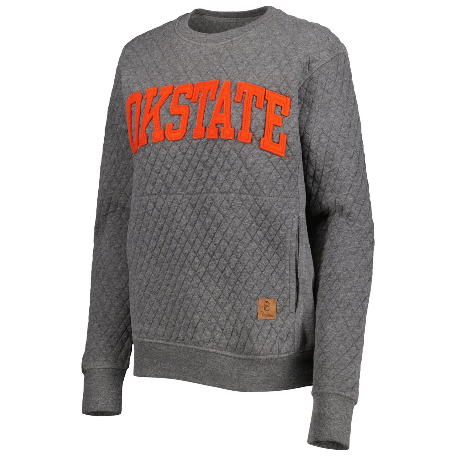 Pressbox Heather Charcoal Oklahoma State Cowboys Moose Quilted Pullover Sweatshirt                                               - view number 2