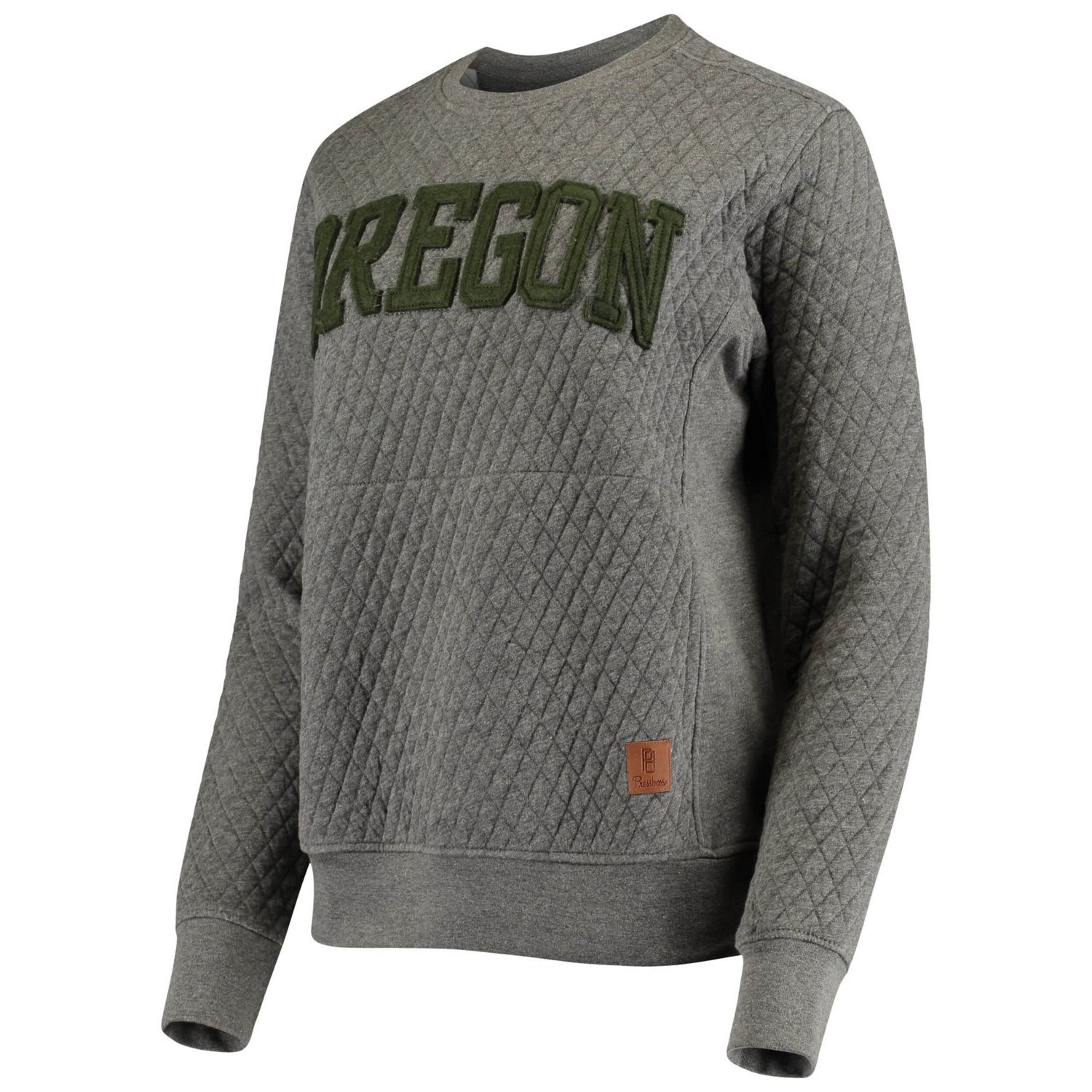 Pressbox Heather Charcoal Oregon Ducks Moose Quilted Pullover Sweatshirt