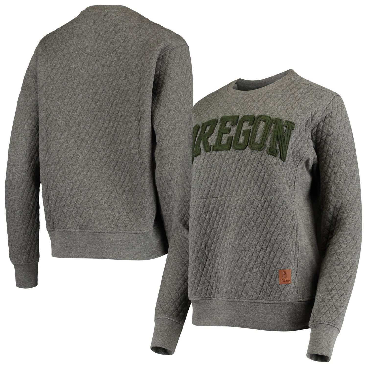 Pressbox Heather Charcoal Oregon Ducks Moose Quilted Pullover Sweatshirt