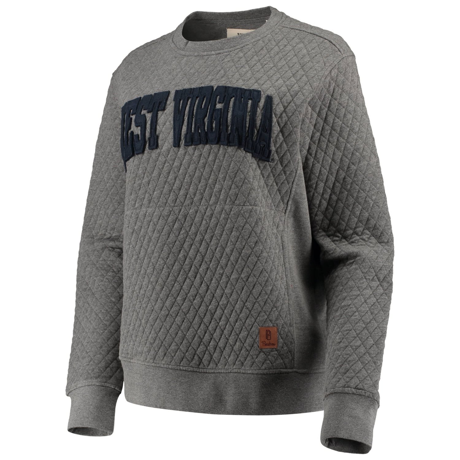 Pressbox Heather Charcoal West Virginia Mountaineers Moose Quilted Pullover Sweatshirt