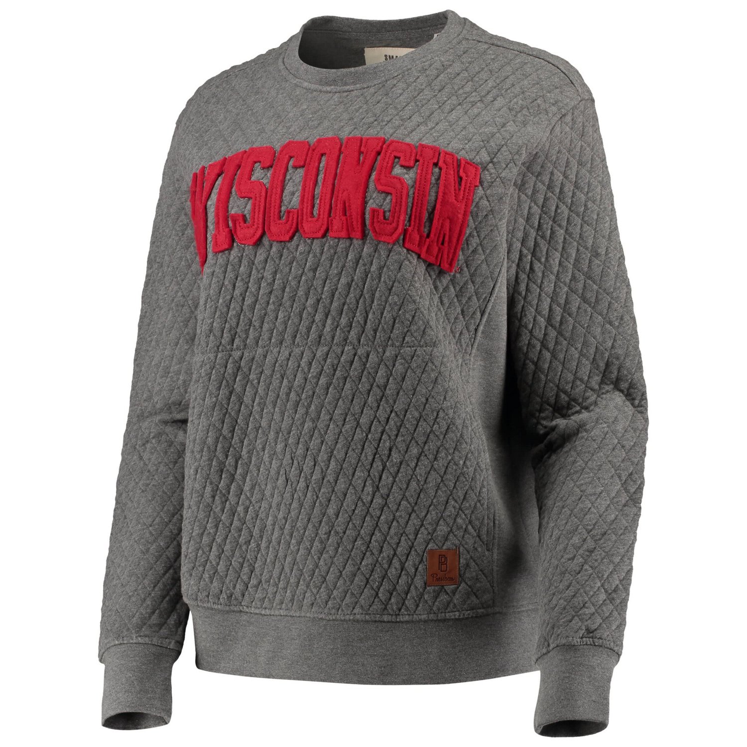 Pressbox Heather Charcoal Wisconsin Badgers Moose Quilted Pullover Sweatshirt - view number 2