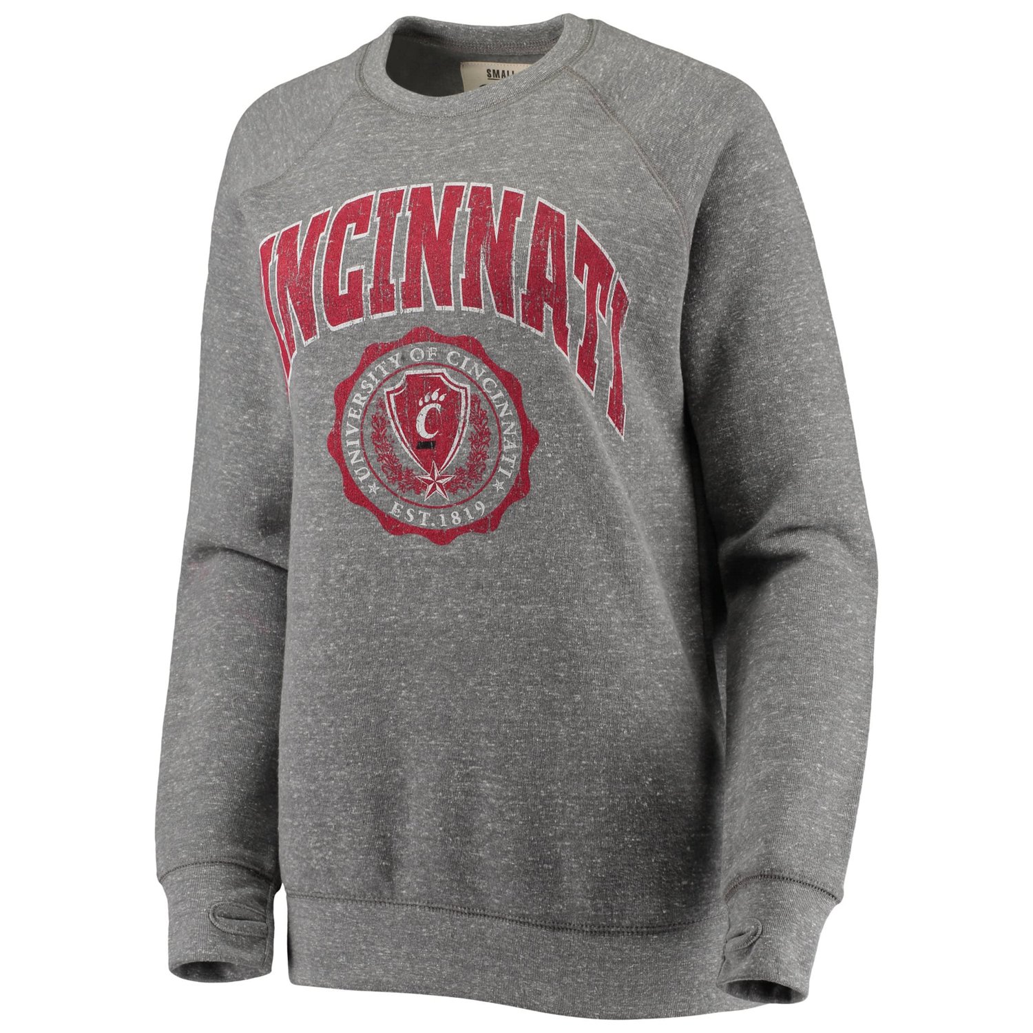 Pressbox Heathered Gray Cincinnati Bearcats Edith Vintage Knobi Raglan Pullover Sweatshirt - view number 2