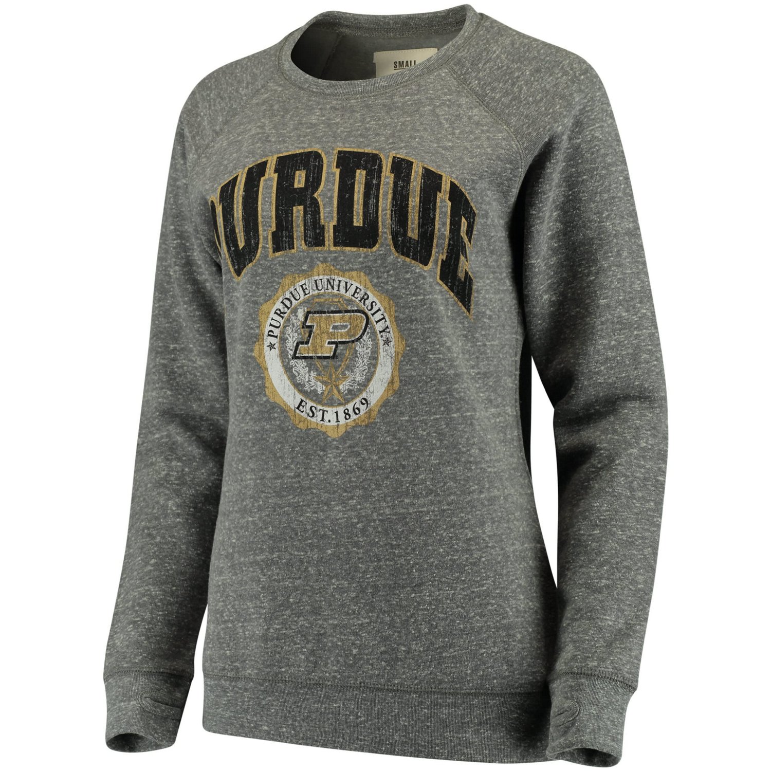 Pressbox Heathered Gray Purdue Boilermakers Edith Vintage Knobi Pullover Sweatshirt - view number 2