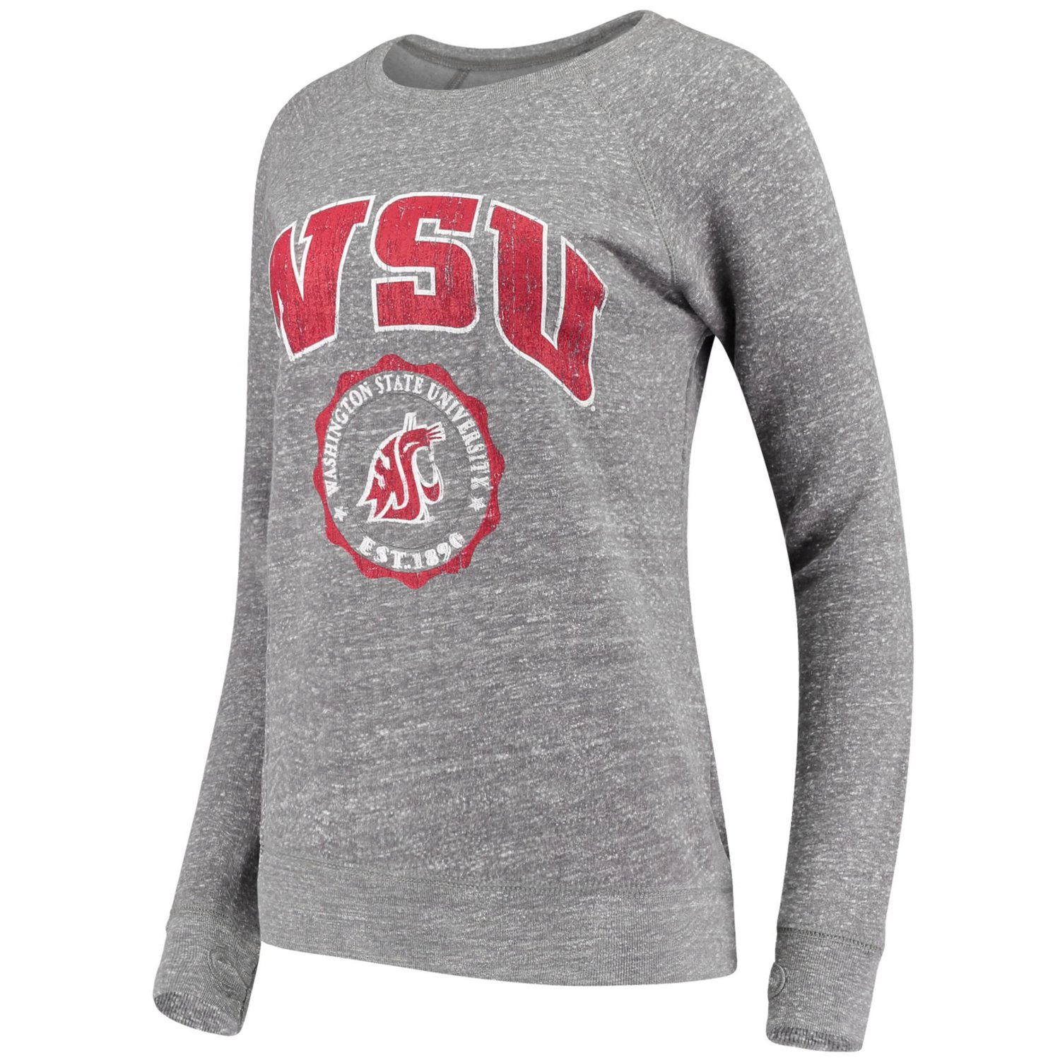 Pressbox Heathered Gray Washington State Cougars Edith Vintage Knobi Pullover Sweatshirt