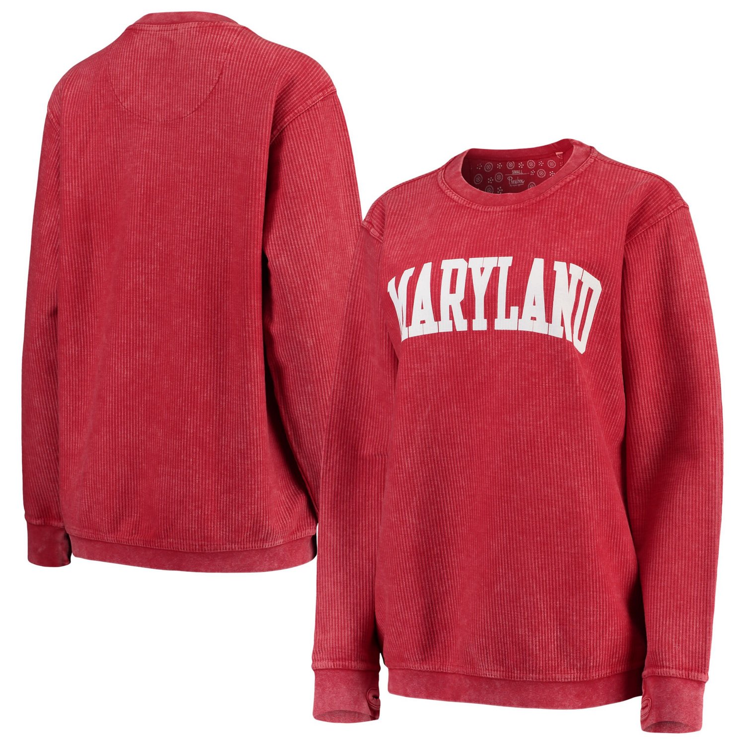 Pressbox Maryland Terrapins Comfy Cord Vintage Wash Basic Arch Pullover Sweatshirt                                               - view number 1