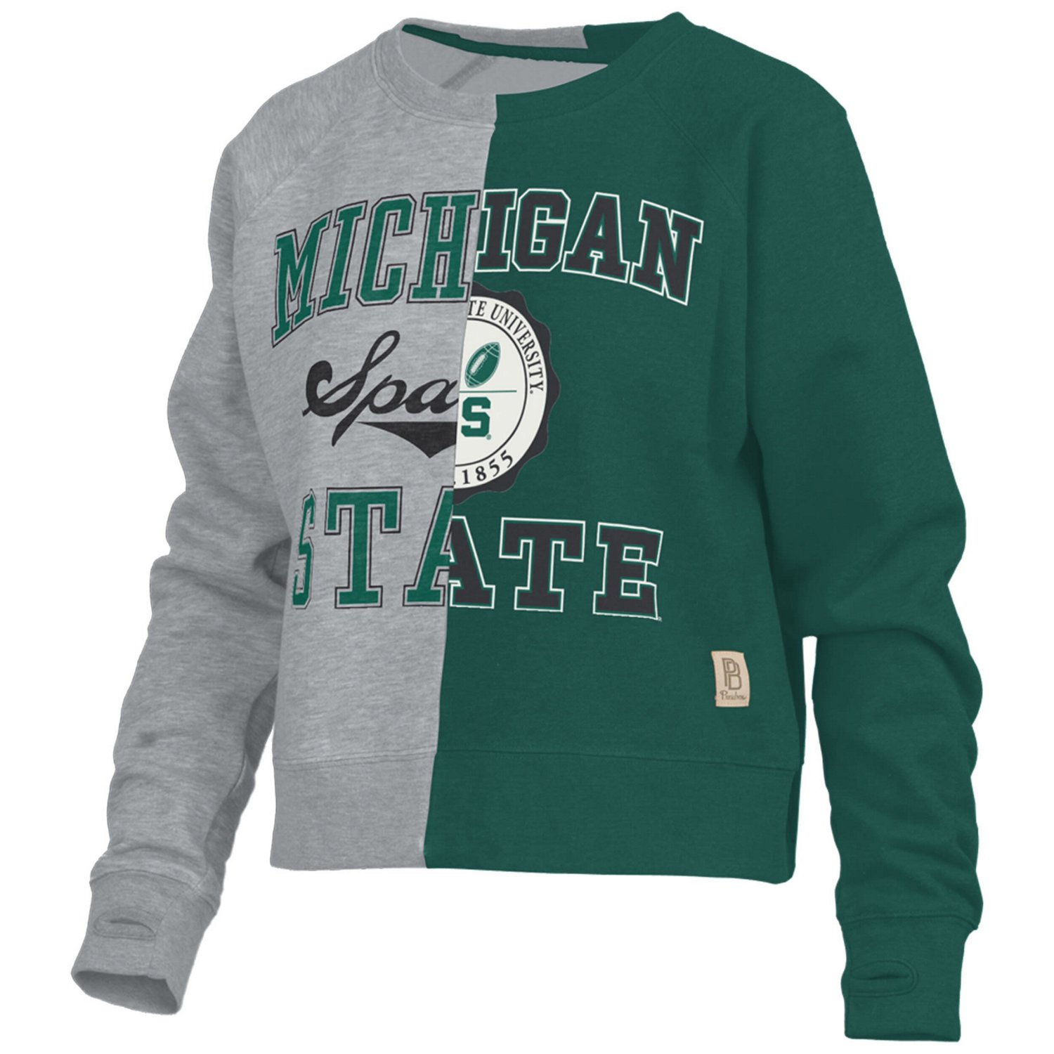 Pressbox Michigan State Spartans Half and Half Raglan Pullover Sweatshirt                                                        - view number 2