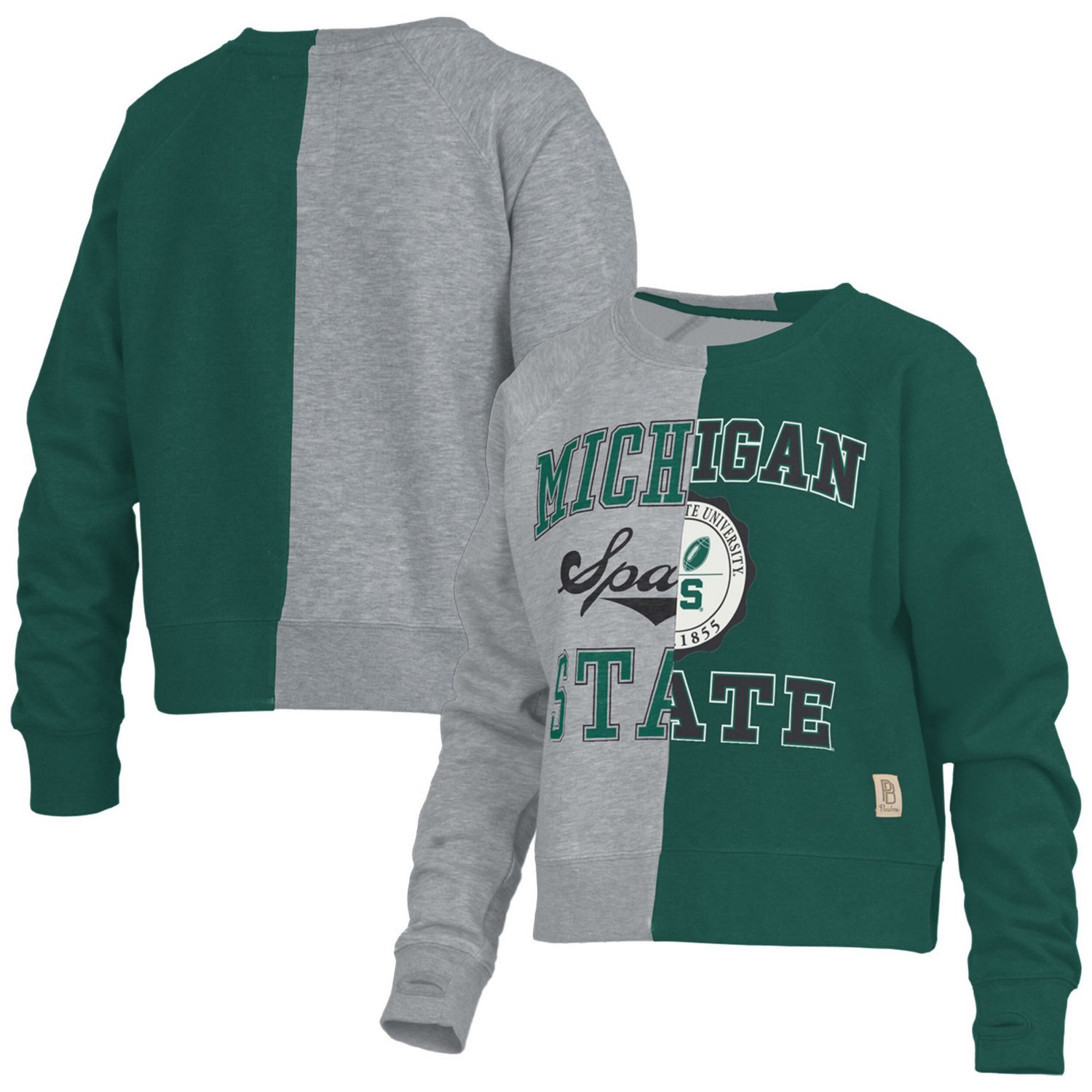 Pressbox Michigan State Spartans Half and Half Raglan Pullover Sweatshirt                                                        - view number 1