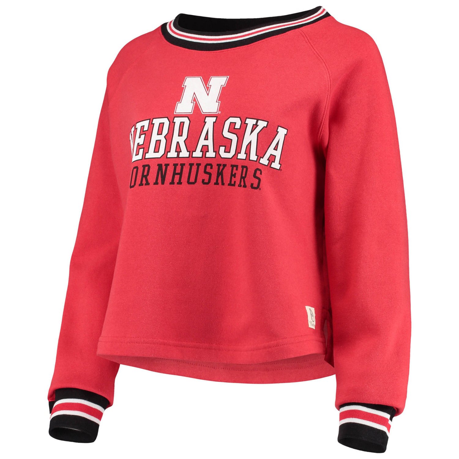 Pressbox Nebraska Huskers Cali Cozy Raglan Crop Pullover Sweatshirt - view number 2