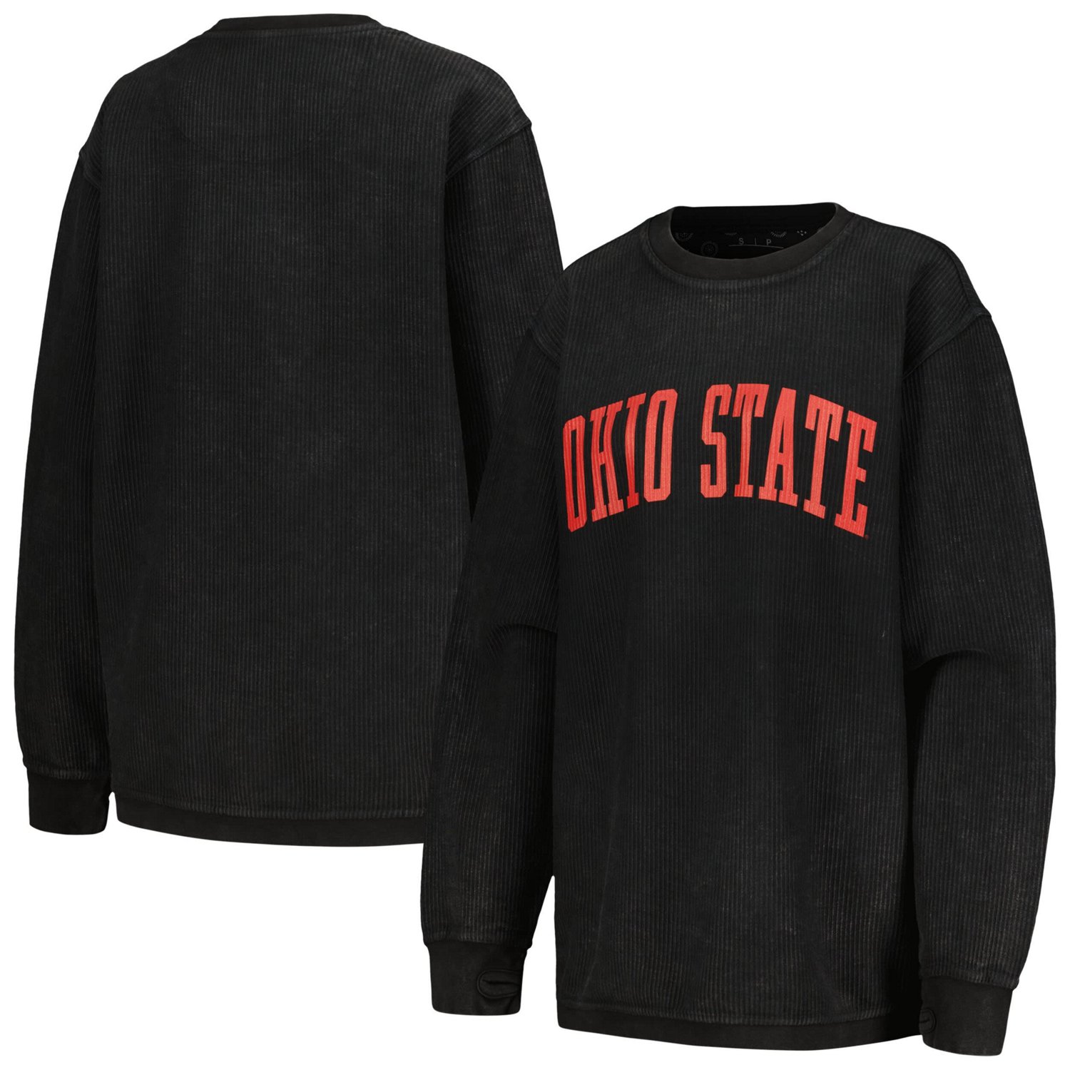 Pressbox Ohio State Buckeyes Comfy Corded Vintage Wash Basic Arch Pullover Sweatshirt