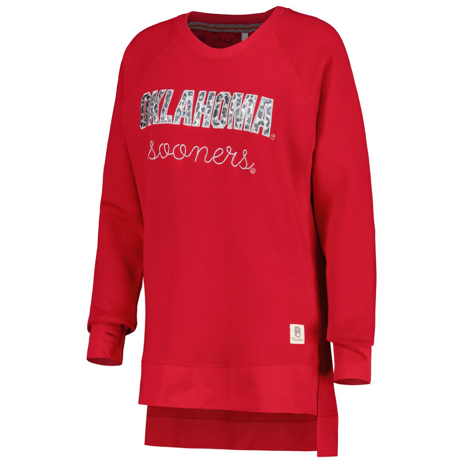 Pressbox Oklahoma Sooners Steamboat Animal Print Raglan Pullover Sweatshirt