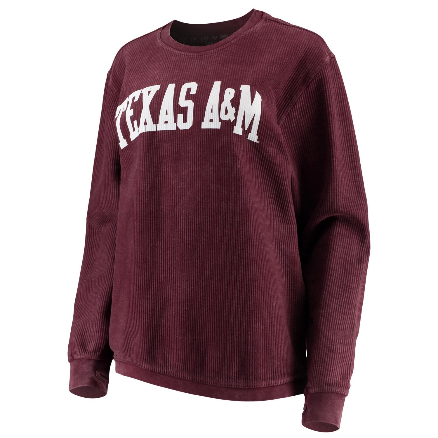 Pressbox Texas AM Aggies Comfy Cord Vintage Wash Basic Arch Pullover Sweatshirt