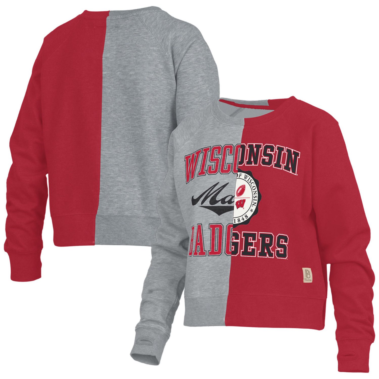 Pressbox Wisconsin Badgers Half and Half Raglan Pullover Sweatshirt - view number 1