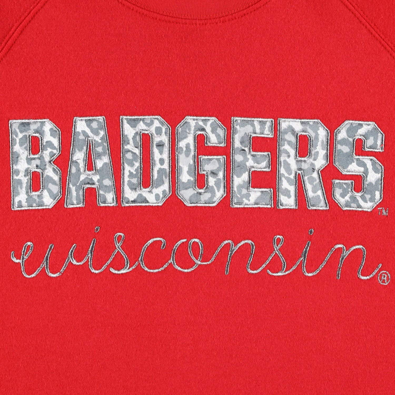 Pressbox Wisconsin Badgers Steamboat Animal Print Raglan Pullover Sweatshirt