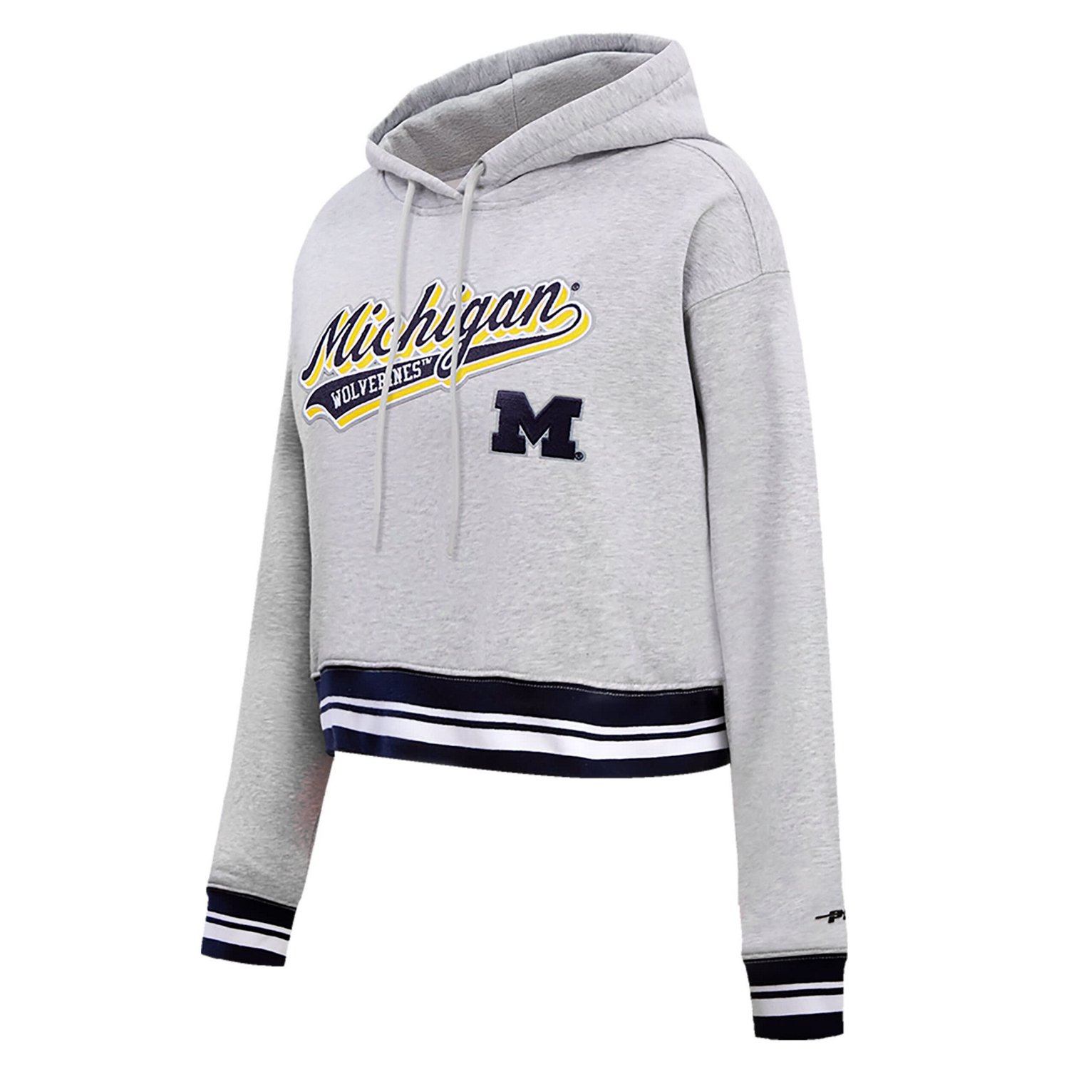Pro Standard Michigan Wolverines Script Tail Fleece Cropped Pullover Hoodie                                                      - view number 2