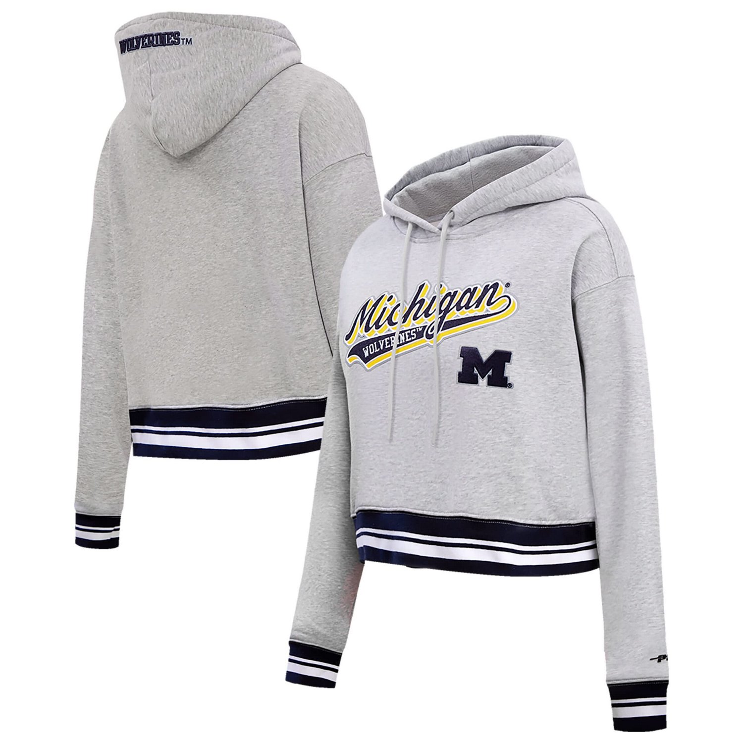 Pro Standard Michigan Wolverines Script Tail Fleece Cropped Pullover Hoodie                                                      - view number 1