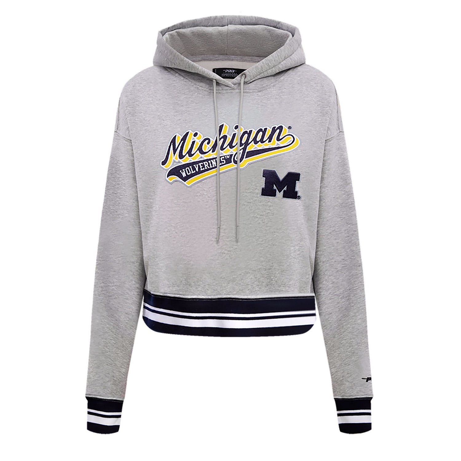 Pro Standard Michigan Wolverines Script Tail Fleece Cropped Pullover Hoodie                                                      - view number 3