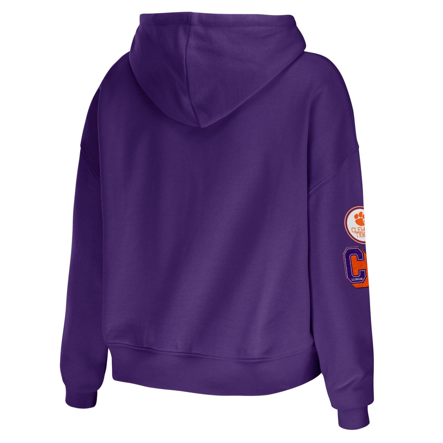 WEAR by Erin Andrews Clemson Tigers Mixed Media Cropped Pullover Hoodie