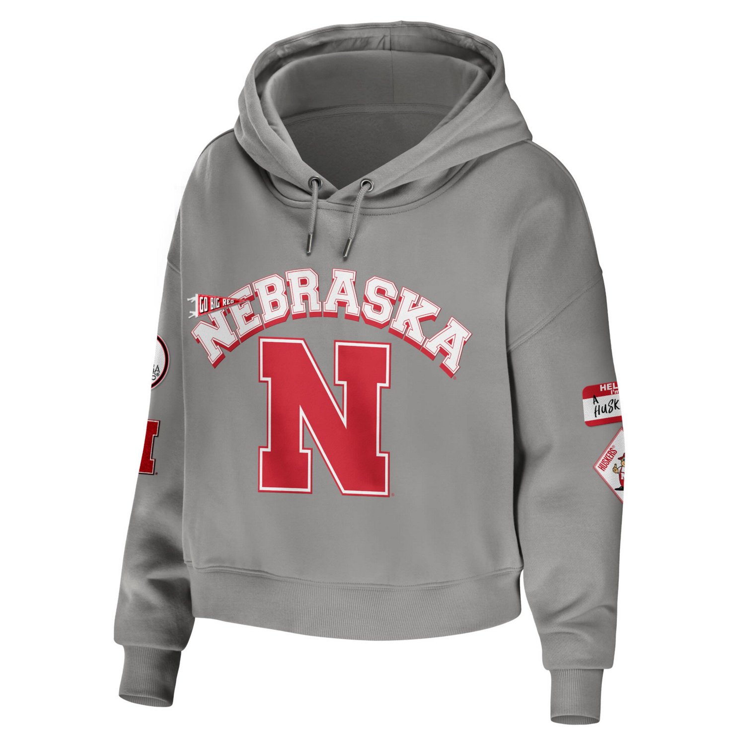 WEAR by Erin Andrews Nebraska Huskers Mixed Media Cropped Pullover Hoodie - view number 2