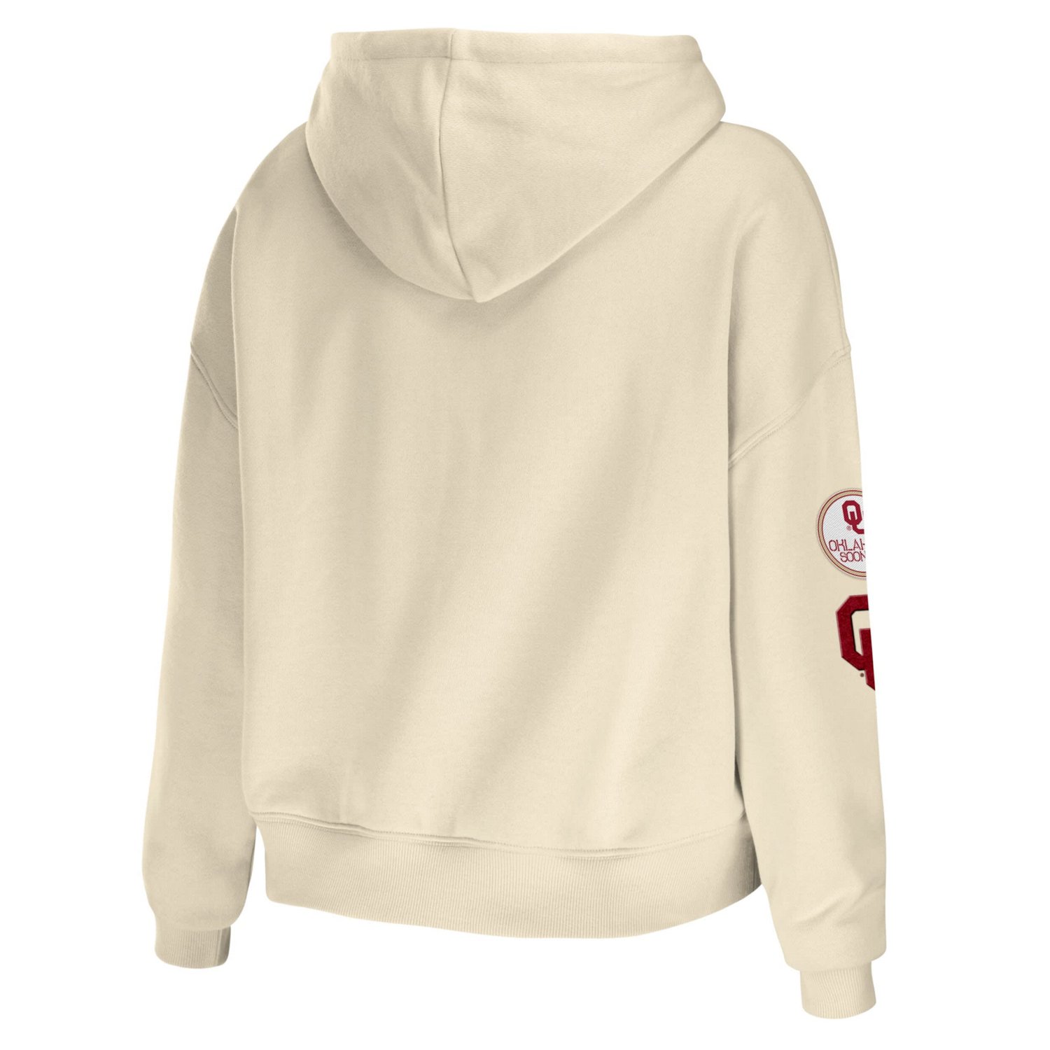 WEAR by Erin Andrews Oklahoma Sooners Mixed Media Cropped Pullover Hoodie