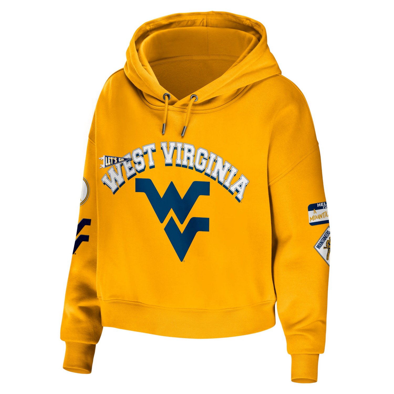 WEAR by Erin Andrews West Virginia Mountaineers Mixed Media Cropped Pullover Hoodie - view number 2