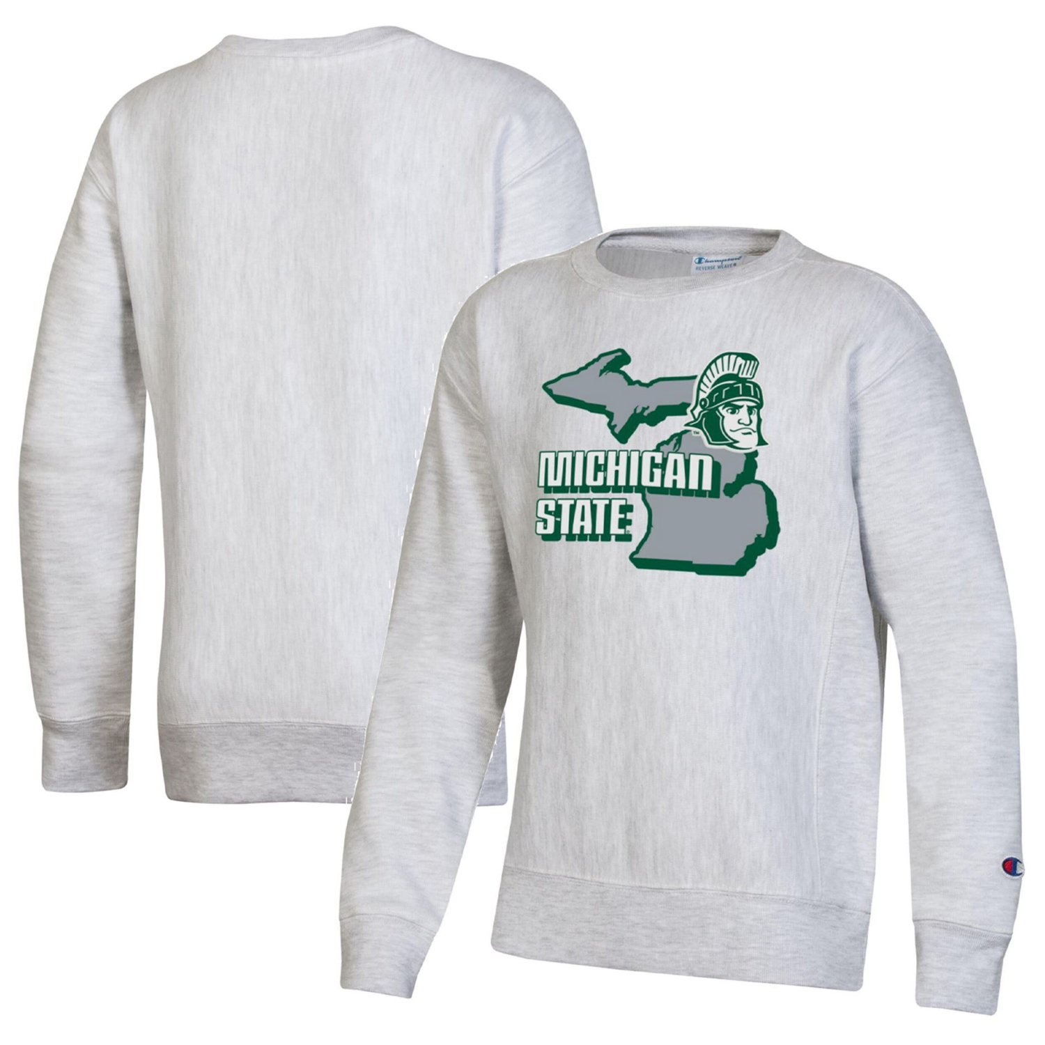 Youth Champion Michigan State Spartans Reverse Weave Pullover Sweatshirt