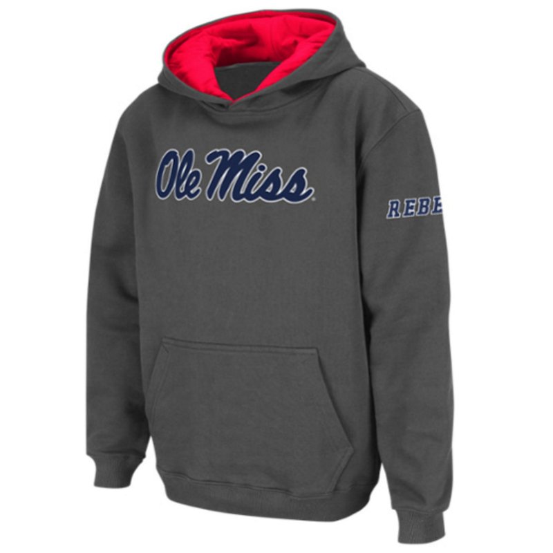 Colosseum Athletics Youth Stadium Athletic Ole Miss Rebels Big Logo Pullover Hoodie Charcoal, Medium - NCAA Men's Fleece/Jackets at Academy Sports