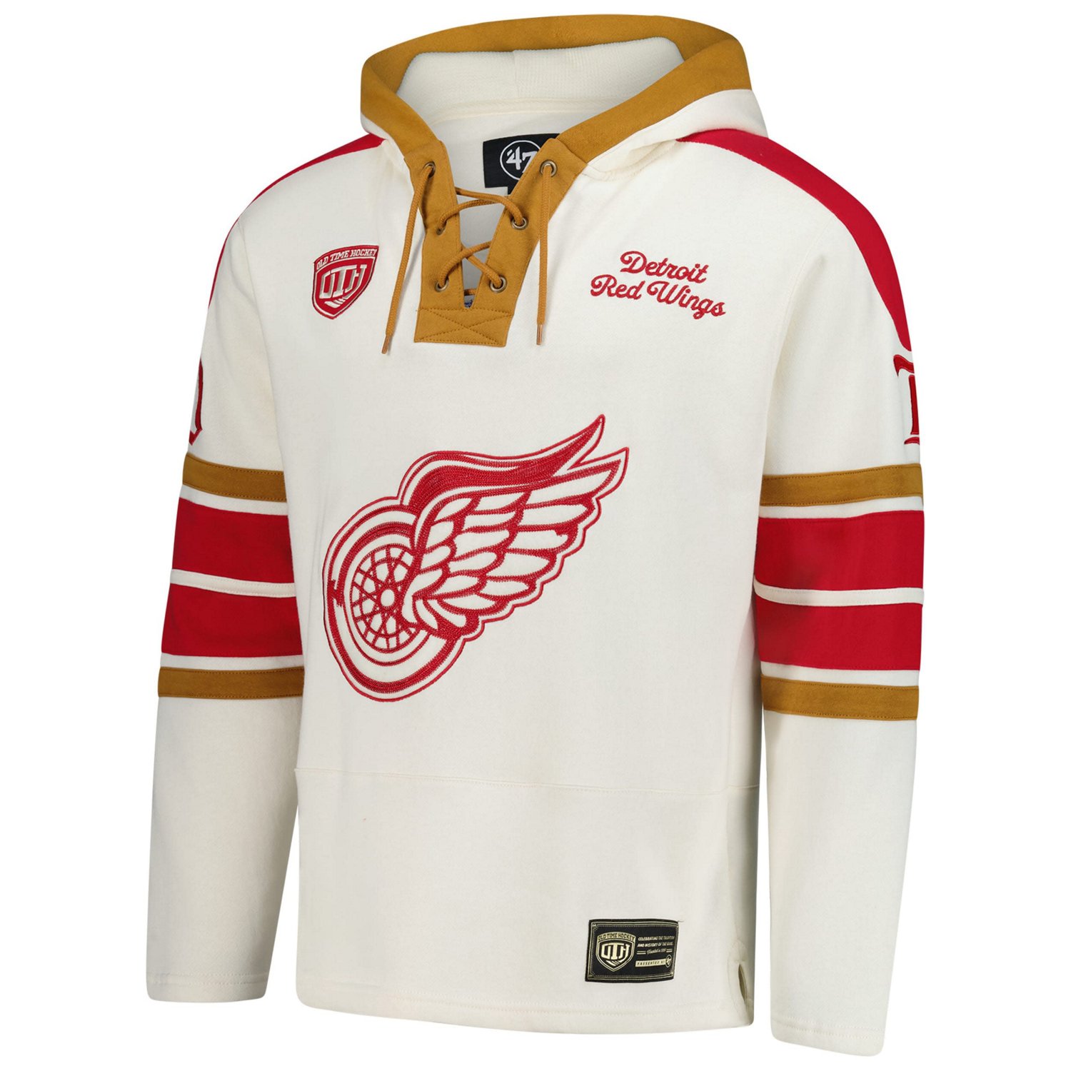 '47 Gordie Howe Detroit Red Wings Blue Line Heritage Name  Number Lace-Up Pullover Hoodie - view number 2