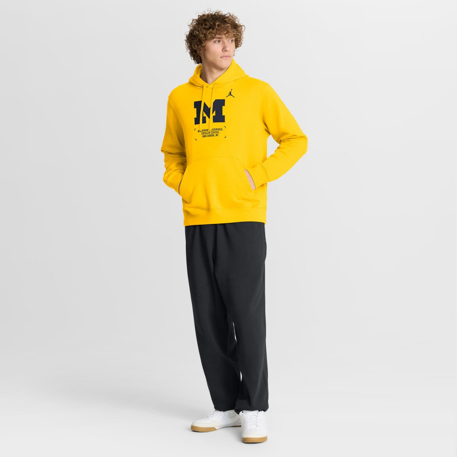 Jordan Brand Michigan Wolverines Basketball Two-Hit Club Fleece Pullover Hoodie - view number 3