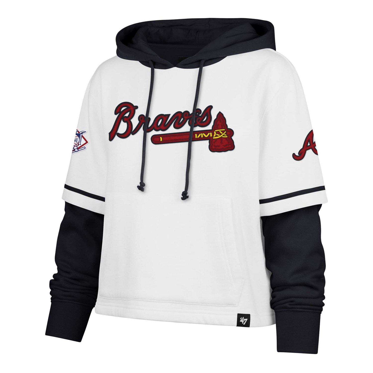 '47 Atlanta Braves Trifecta Shortstop Cropped Pullover Hoodie - view number 2